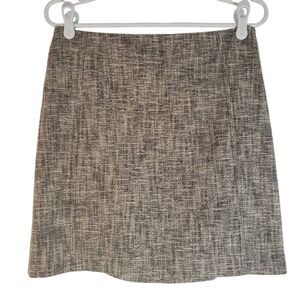 Ann Taylor LOFT Back Zip Flat Front Tweed Pencil Mini Skirt Taupe Brown Size 4